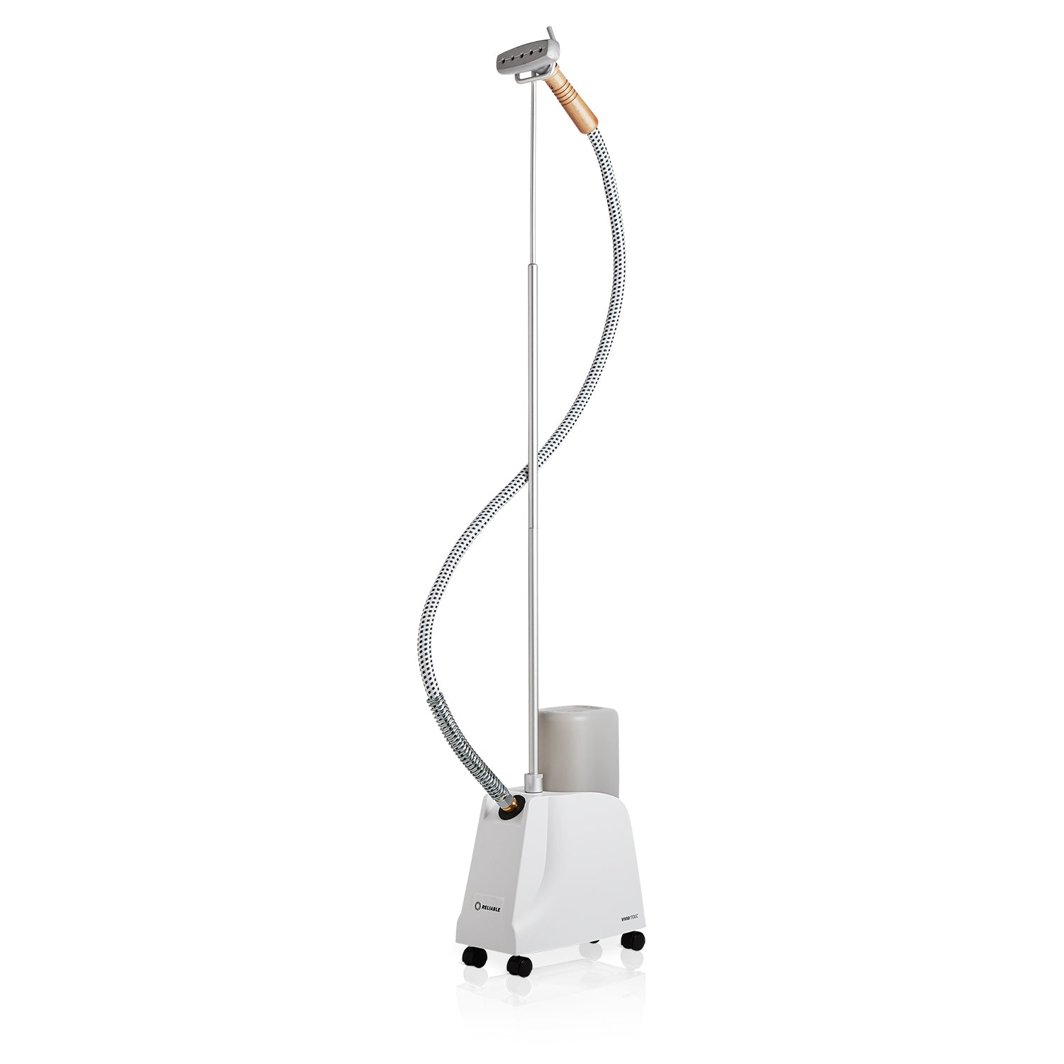 Garment steamer with metal head, wood handle
