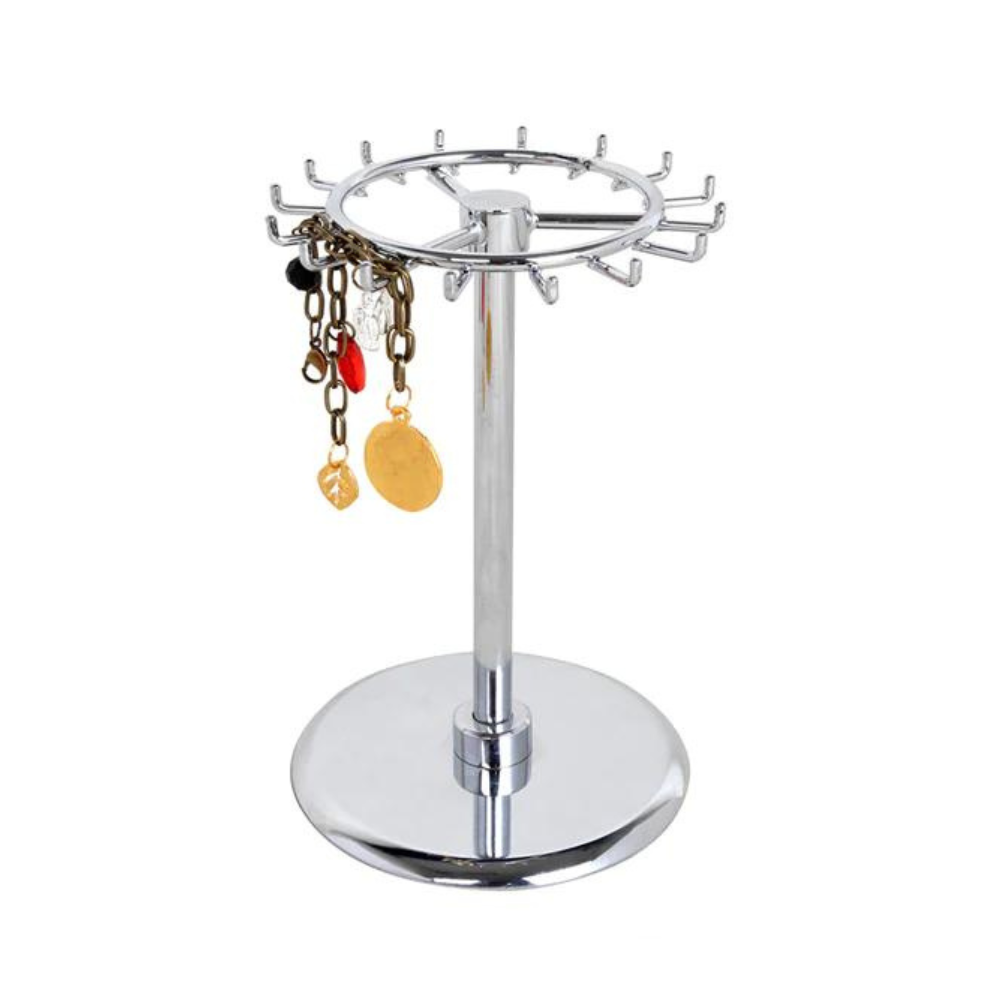 Round jewelry rack with hooks