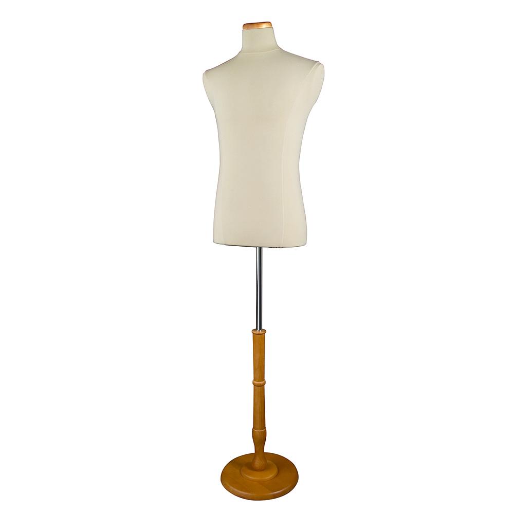 Male coat jersey-covered polyurethane form tailor bust, neck block and base included