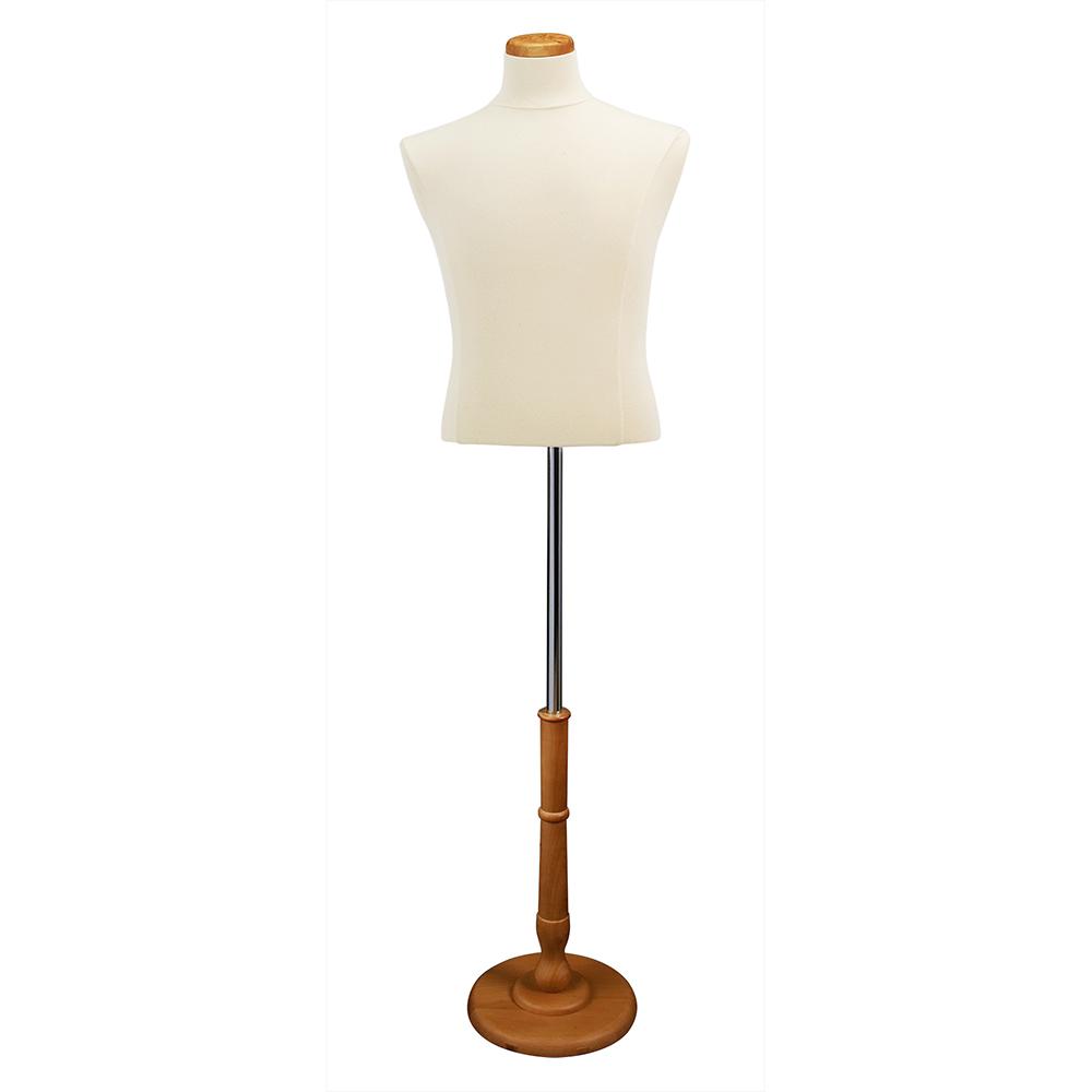 Male shirt jersey-covered polyurethane form tailor bust, neck block and base included