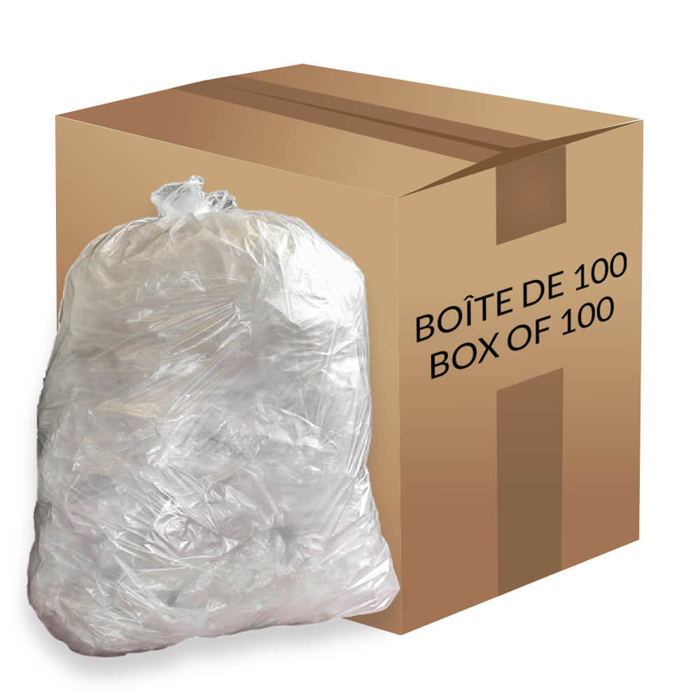 Extra strong garbage bags 35'' x 50'' clear (Box of 100)