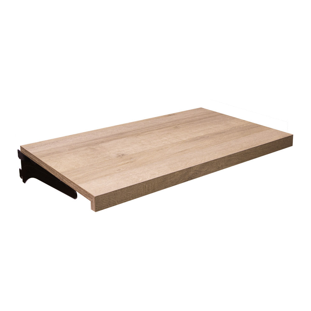 Shelf with support Black with melamine panel with bullnose Black