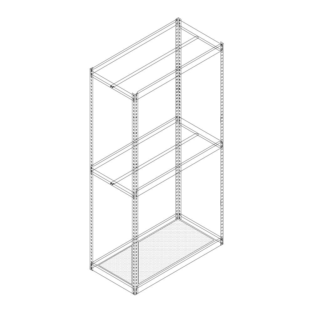 Présentoir à rivet 96'' pour tablette et barre d'accrochage 36'' - 18'', 24''
