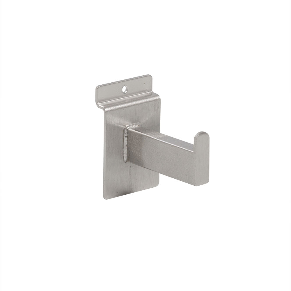 Satin nickel faceout rectangular tubing for slatwall, 3'', 6'', 12''