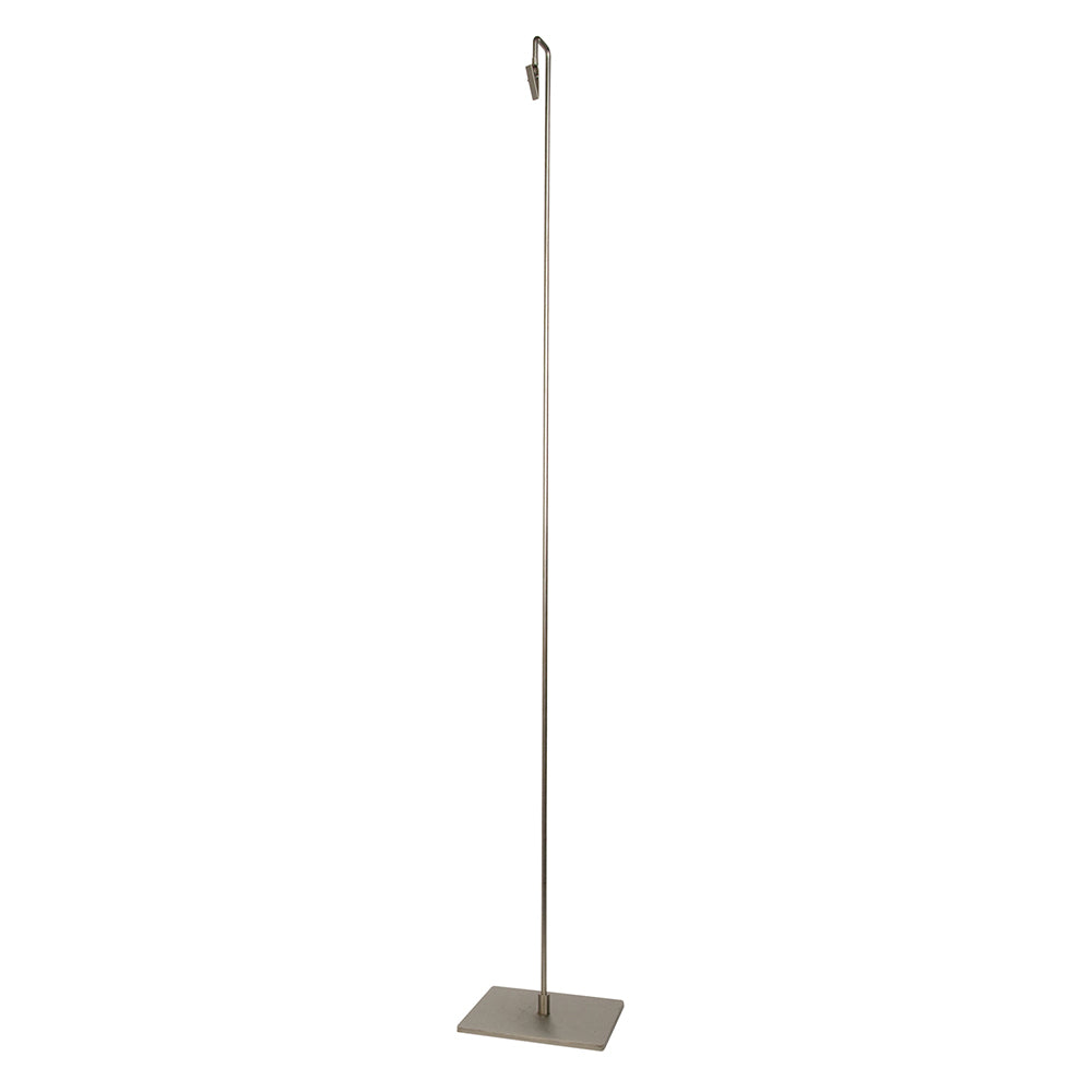 Satin nickel alligator clip sign holder down position clip, square base 6'', 12'', 24'', 42''