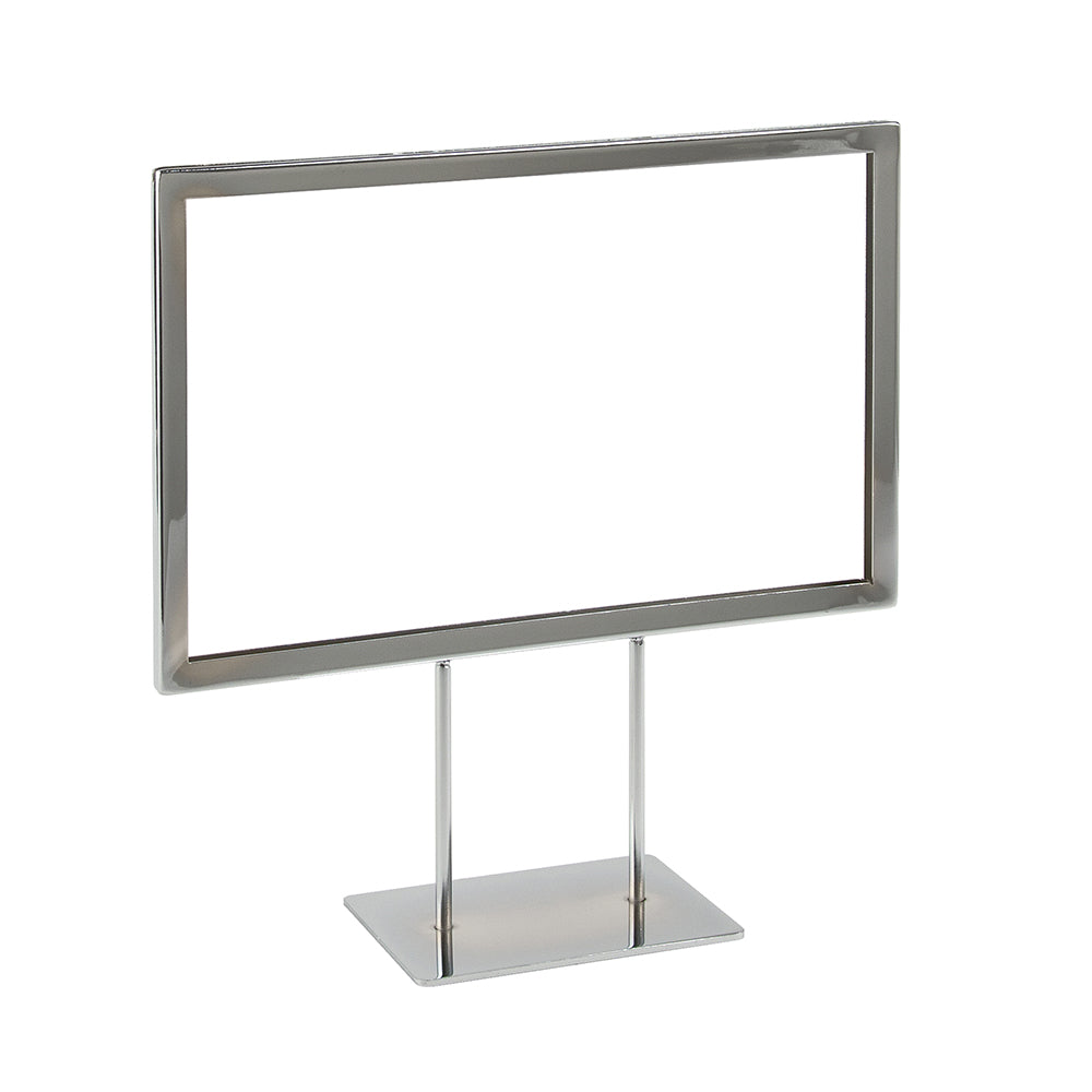 Sign holder with (2) 4'' stems and a 3 1/2'' x 5'' flat base