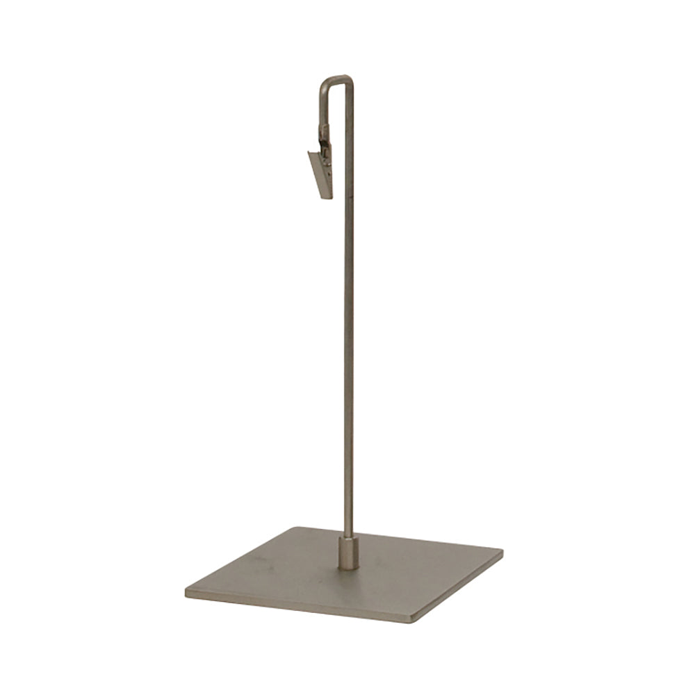 Satin nickel alligator clip sign holder down position clip, square base 6'', 12'', 24'', 42''