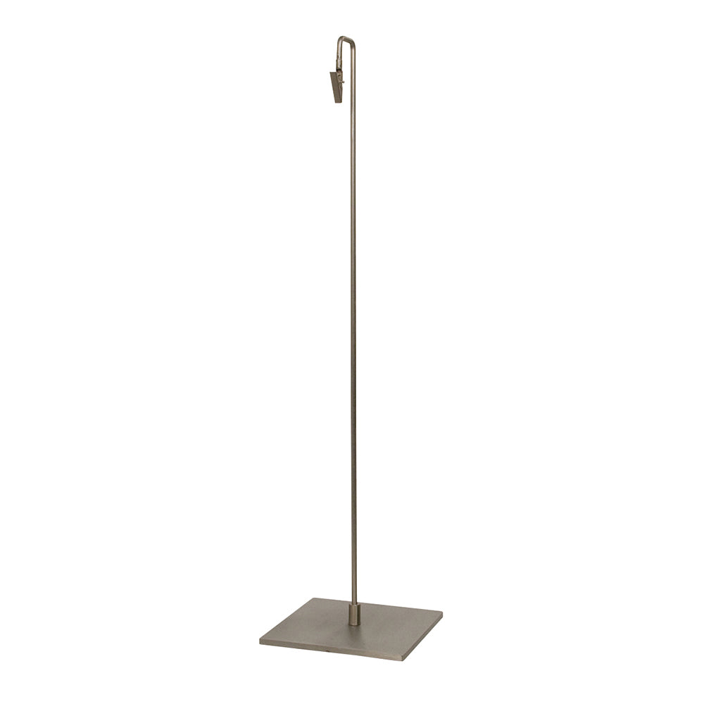 Satin nickel alligator clip sign holder down position clip, square base 6'', 12'', 24'', 42''