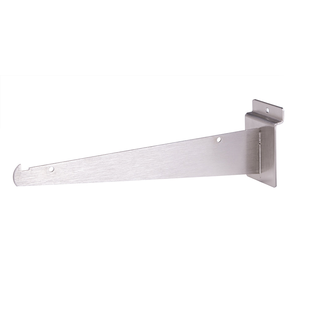 Satin nickel shelf bracket for slatwall, 8'', 10'', 12'', 14''