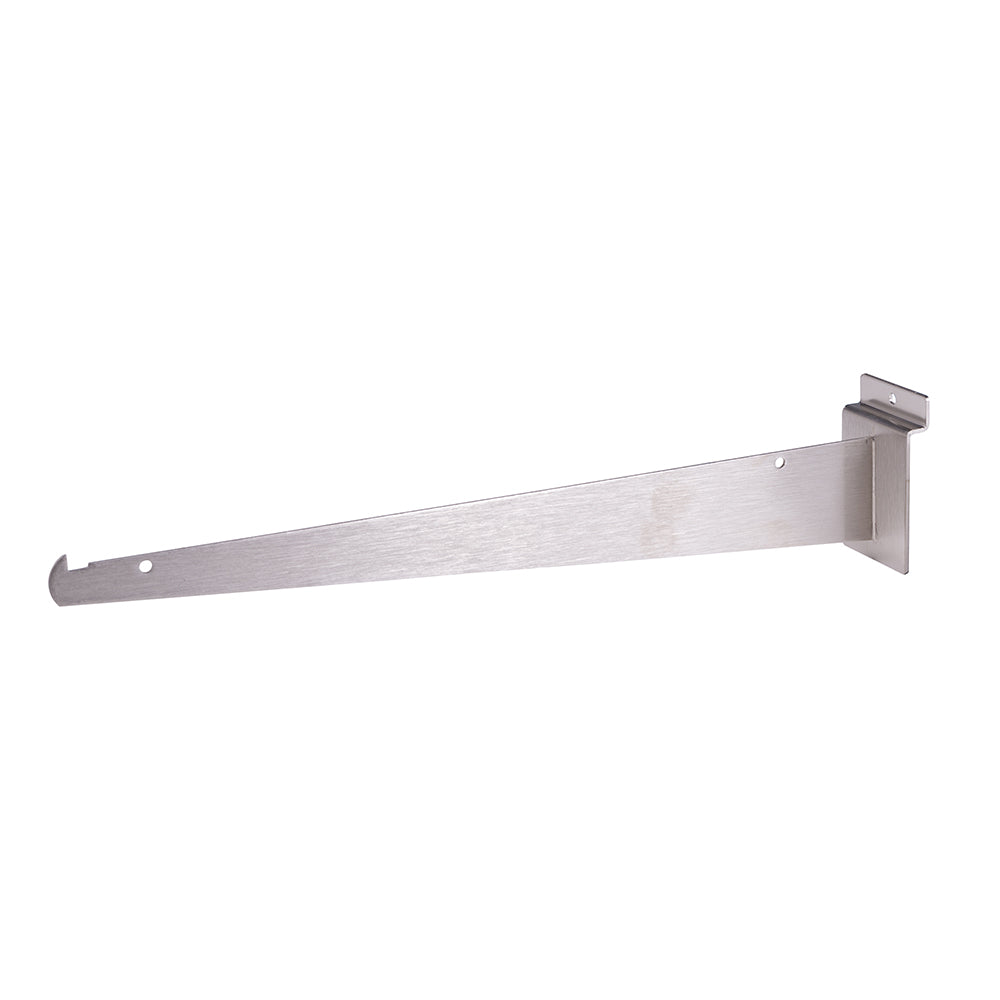 Satin nickel shelf bracket for slatwall, 8'', 10'', 12'', 14''