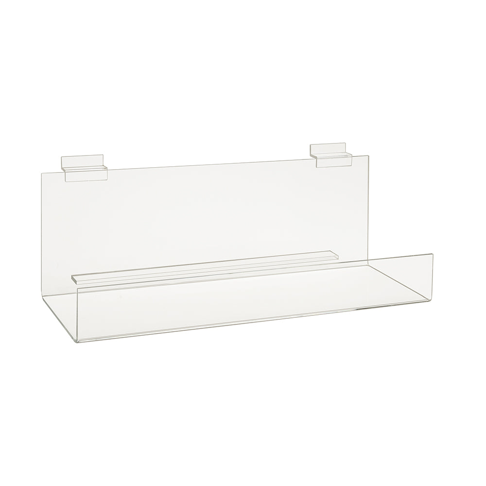 Slatwall book shelf 4'' wide with 2''lip, 12'', 16''