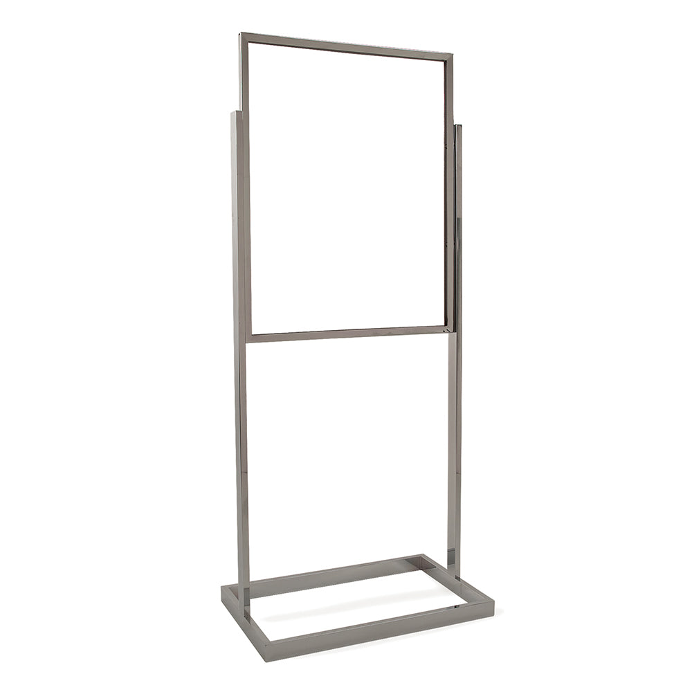 Single bulletin sign holder 56''H for signs 22''W x 28''H, rectangular tubing base 15'' x 24''