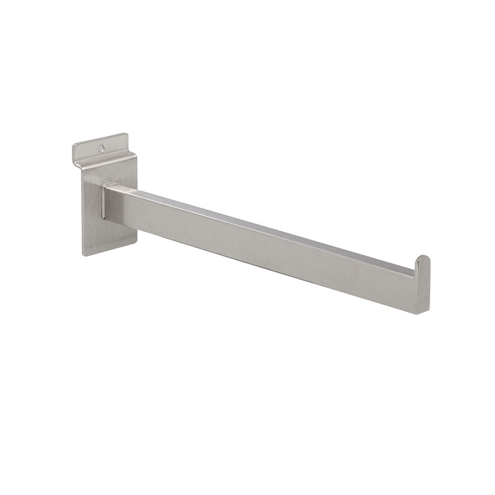 Satin nickel faceout rectangular tubing for slatwall, 3'', 6'', 12''