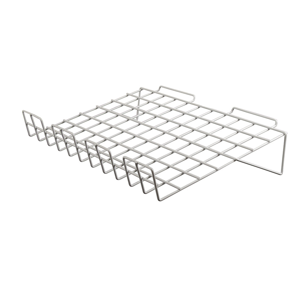 Wire sloping shelf 22 1/2''L x 14''W with 3'' lip