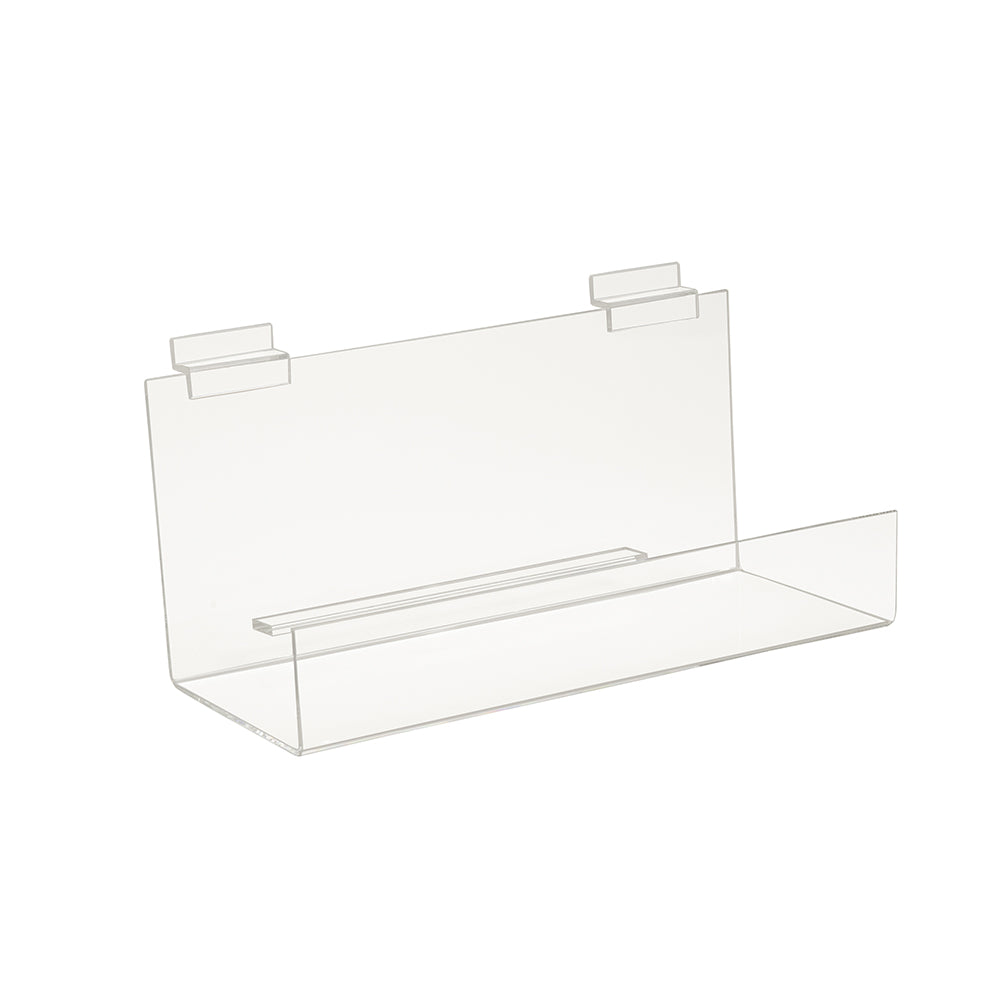 Slatwall book shelf 4'' wide with 2''lip, 12'', 16''
