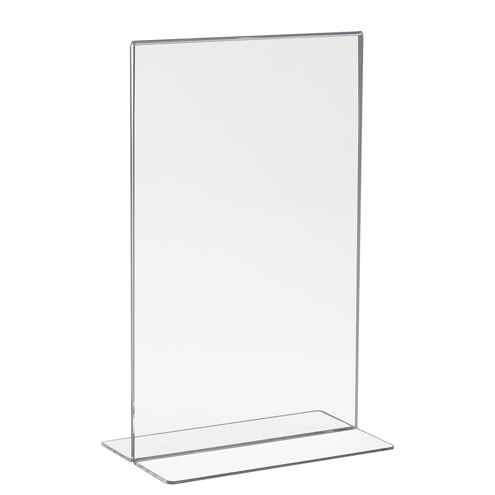 Counter top acrylic bottom load sign holder, 5 1/2'', 7'', 8 1/2'', 11'', 14''
