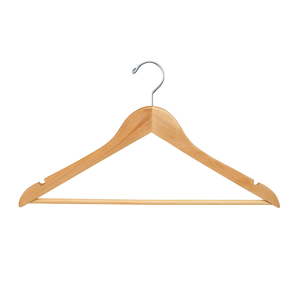 Wood hangers 17'' wishbone with hook and wooden bar Box of 100