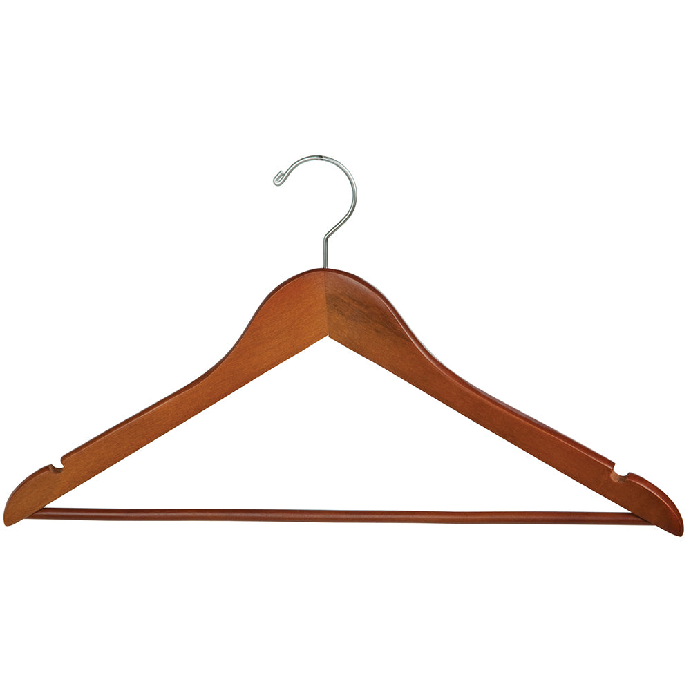 Wood hangers 17'' wishbone with hook and wooden bar Box of 100