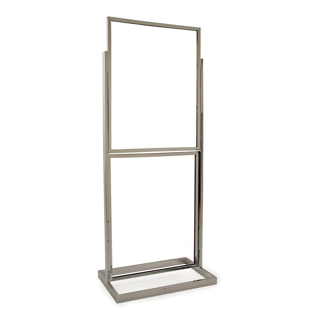 Double bulletin sign holder for signs 22''W x 28''H, rectangular tubing base 15'' x 24''