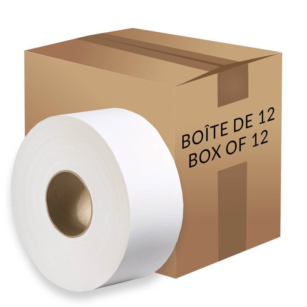 Papier hygiénique double épaisseurs en rouleau géant (Boîte de 12)