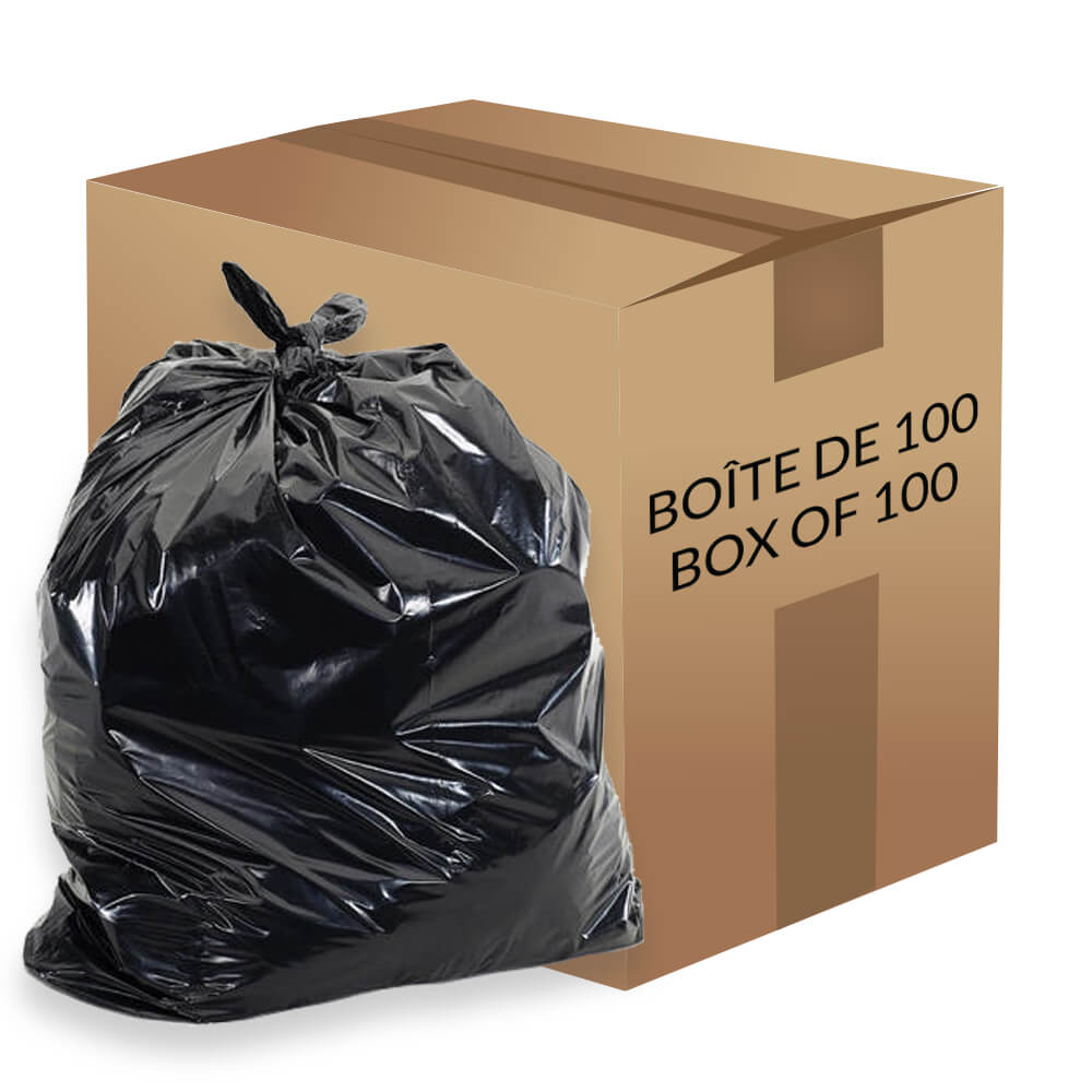 Extra strong garbage bags 30'' x 38'' black (Box of 100)