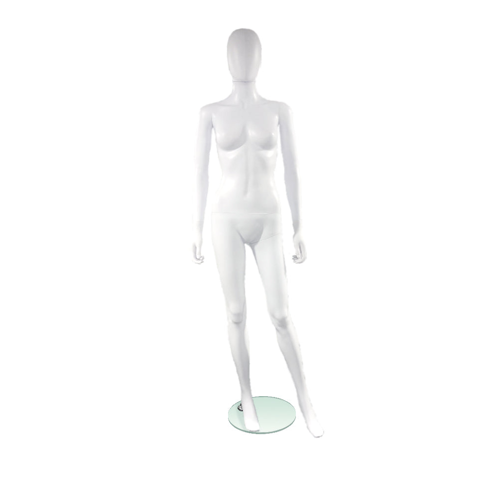 Plastic female mannequin with oval head