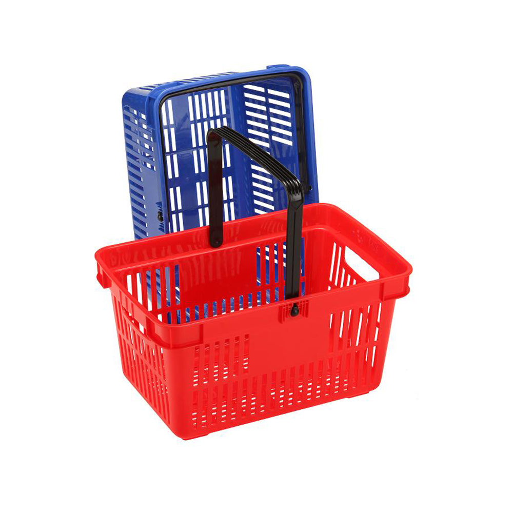 Single handle plastic shopping basket