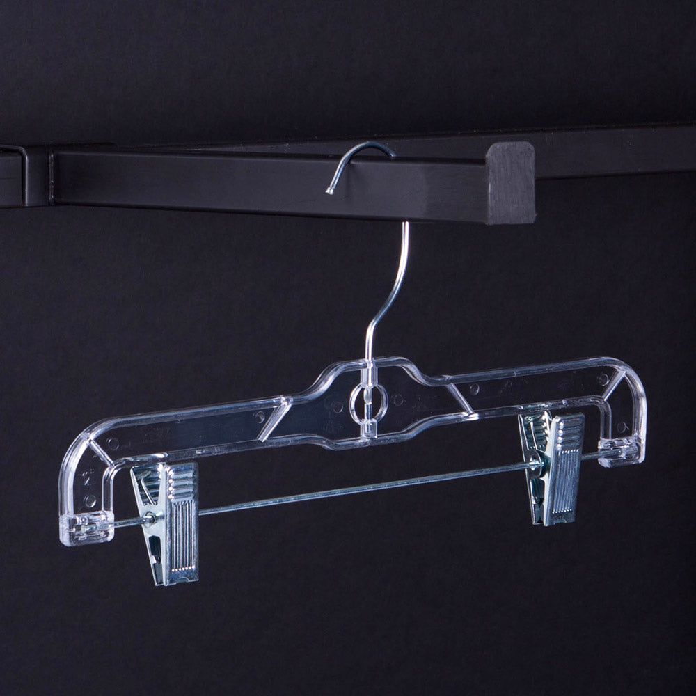 Cintres transparents transparents avec crochet métallique pivotant