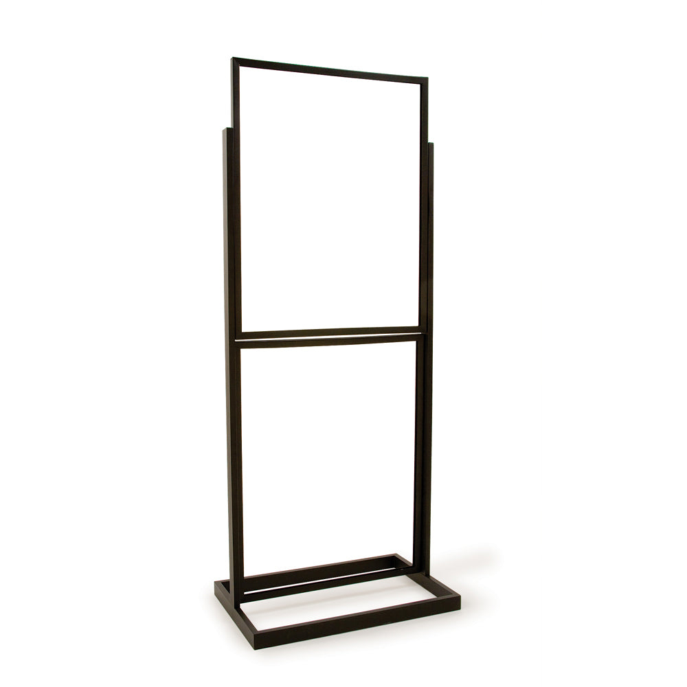 Double bulletin sign holder for signs 22''W x 28''H, rectangular tubing base 15'' x 24''